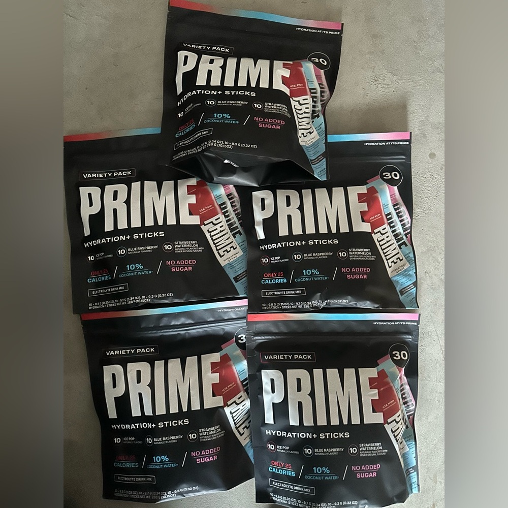 Prime hydration packets 5 packs of 30 variety $150 electrolytes mix 150 sticks